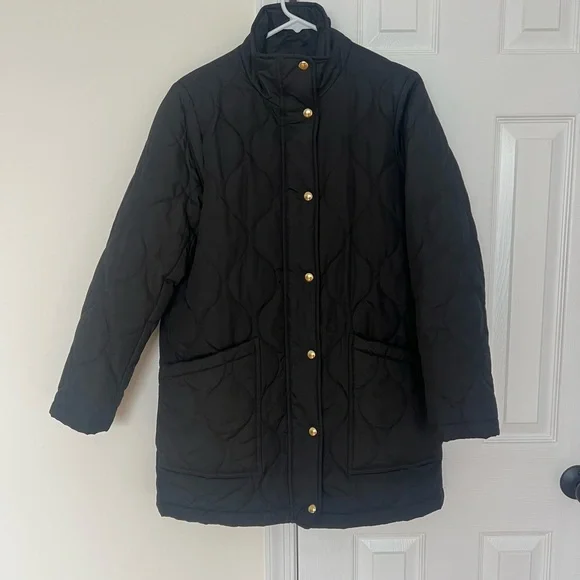 J Crew Black Quilted Coat, Womens Small - Picture 3 of 7